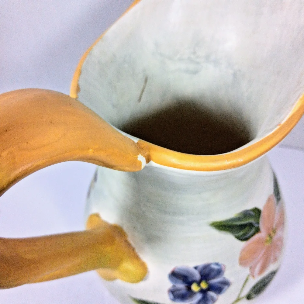 Hand Painted Large Decorative Floral Ceramic Pitcher/Vase/Accent/Adornment